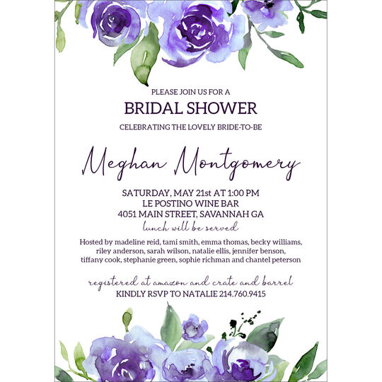Shades of Purple Rose Topper Invitations